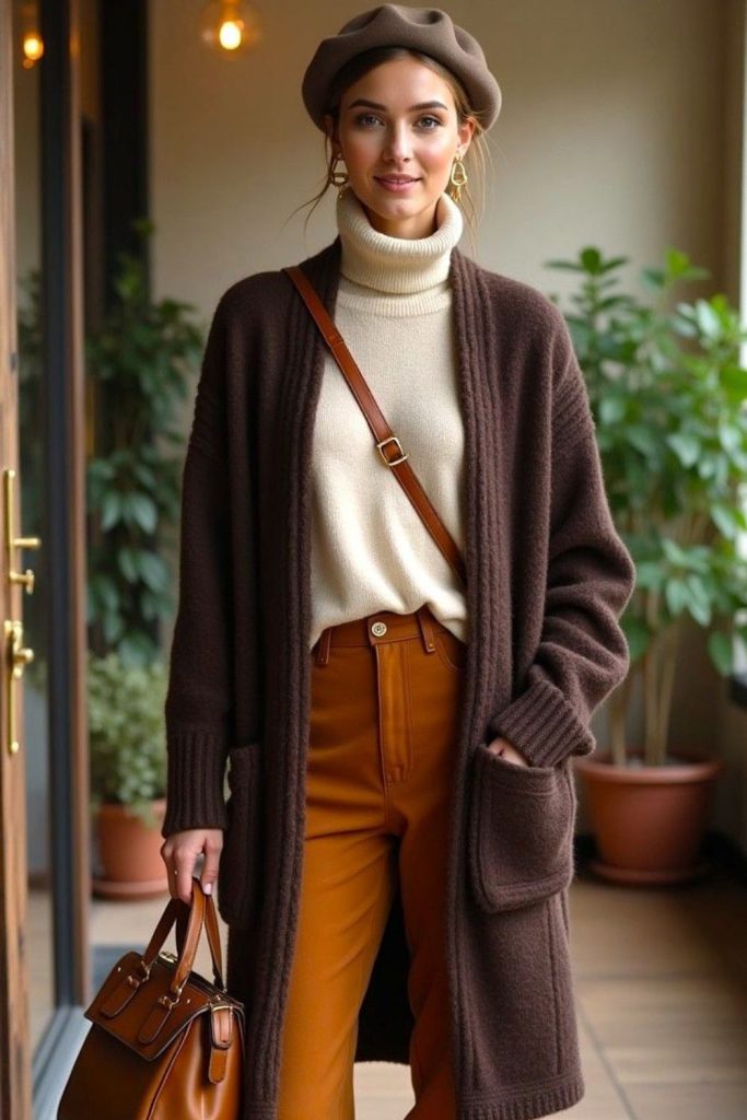 Cinnamon wool cozy knitted winter style.