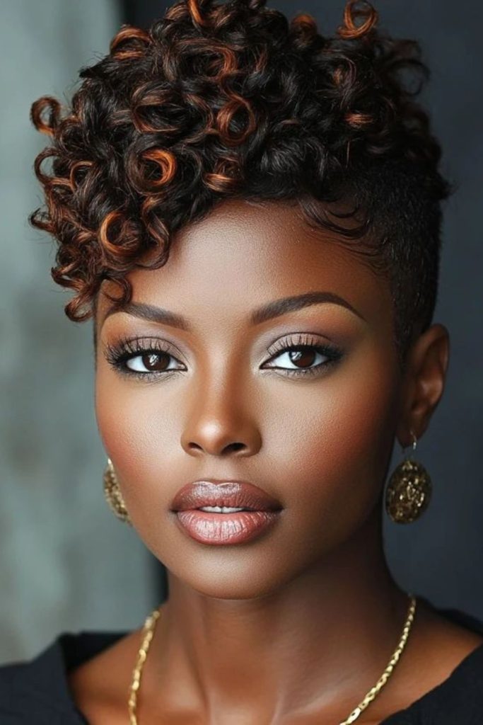 Tapered fade with rich cocoa tones.