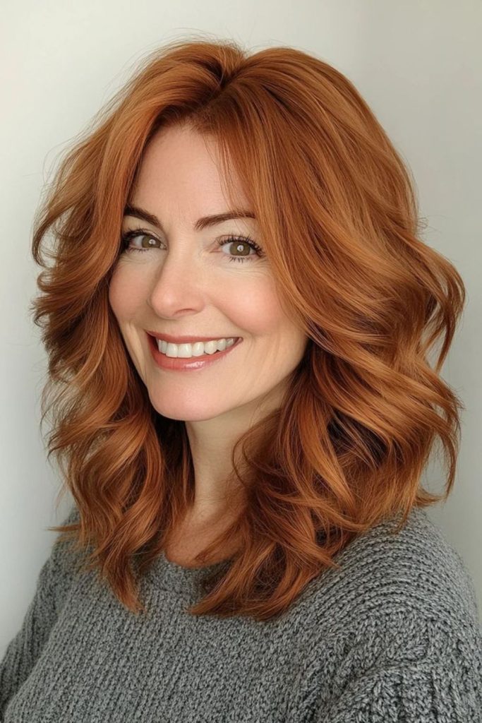 Layered medium cut with copper tones