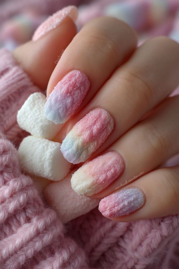 Cotton candy pastel pink nails.