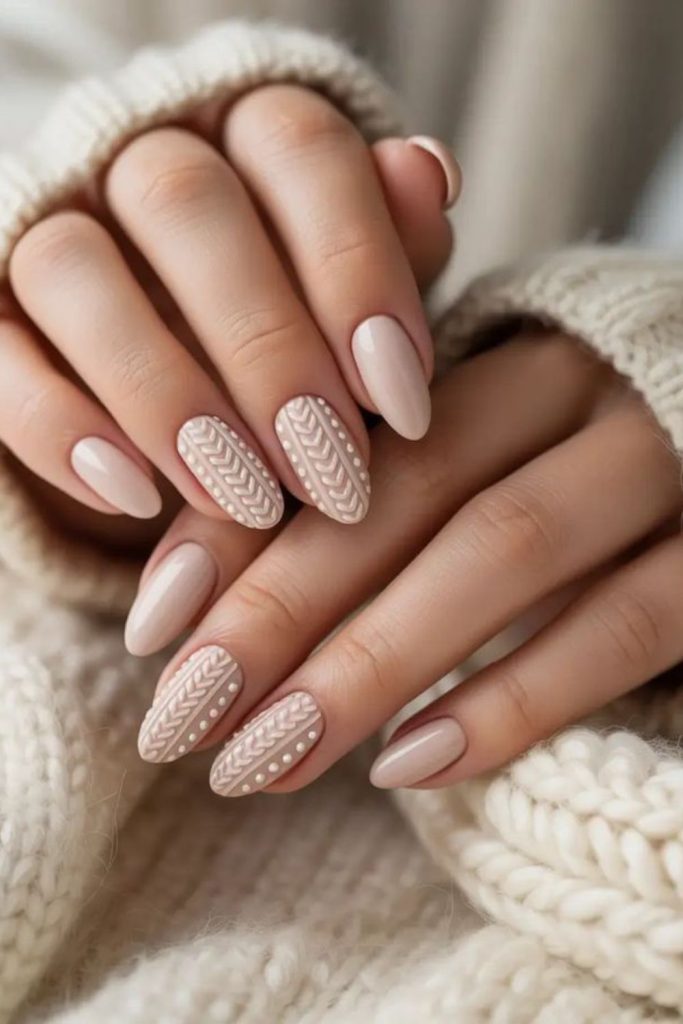 Cozy sweater knit textured nails.