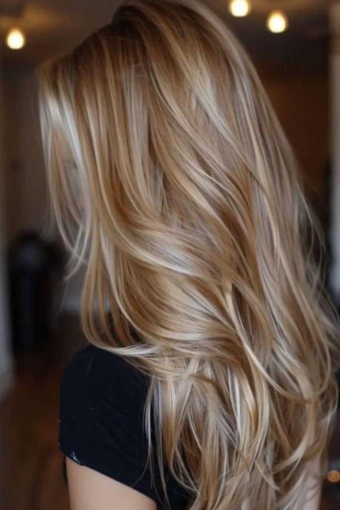 Creamy blonde latte with caramel shine