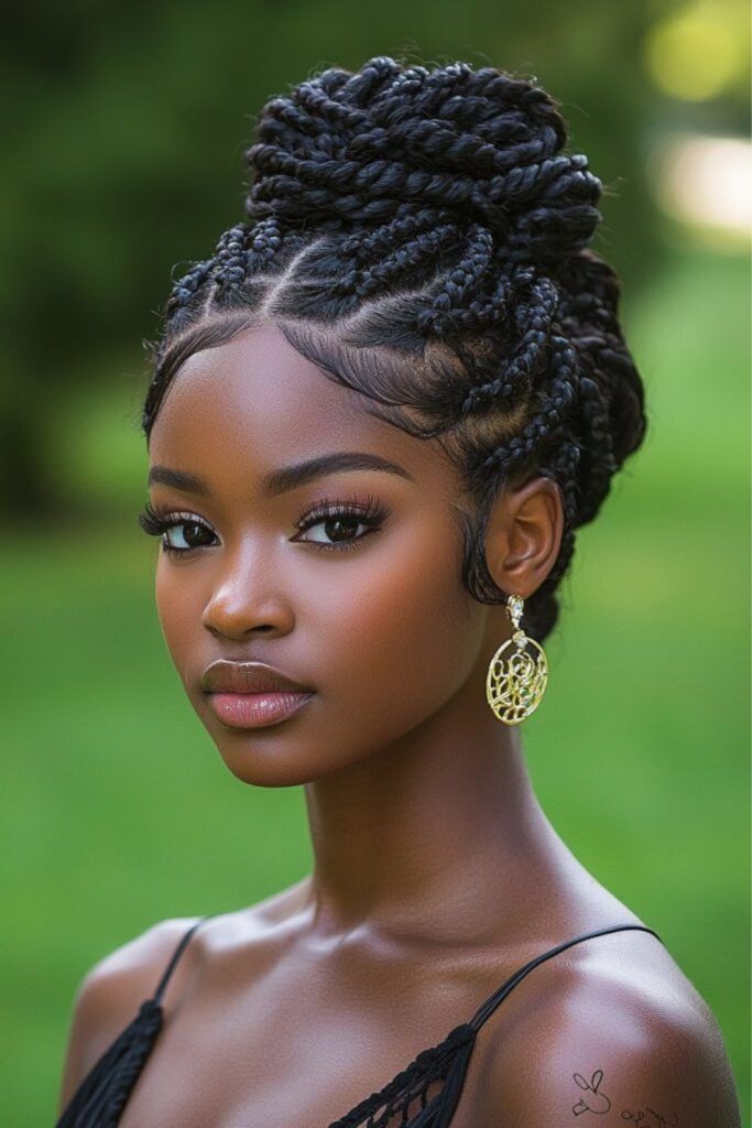 Braided crown with sparkling accents.