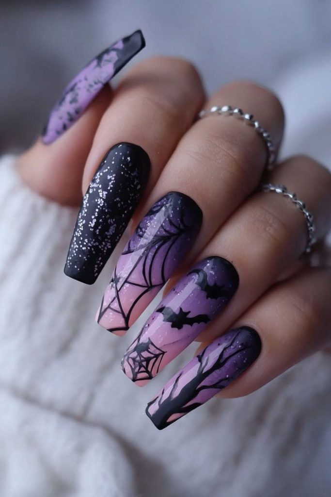 Cursed tarot mystical symbol nail art.