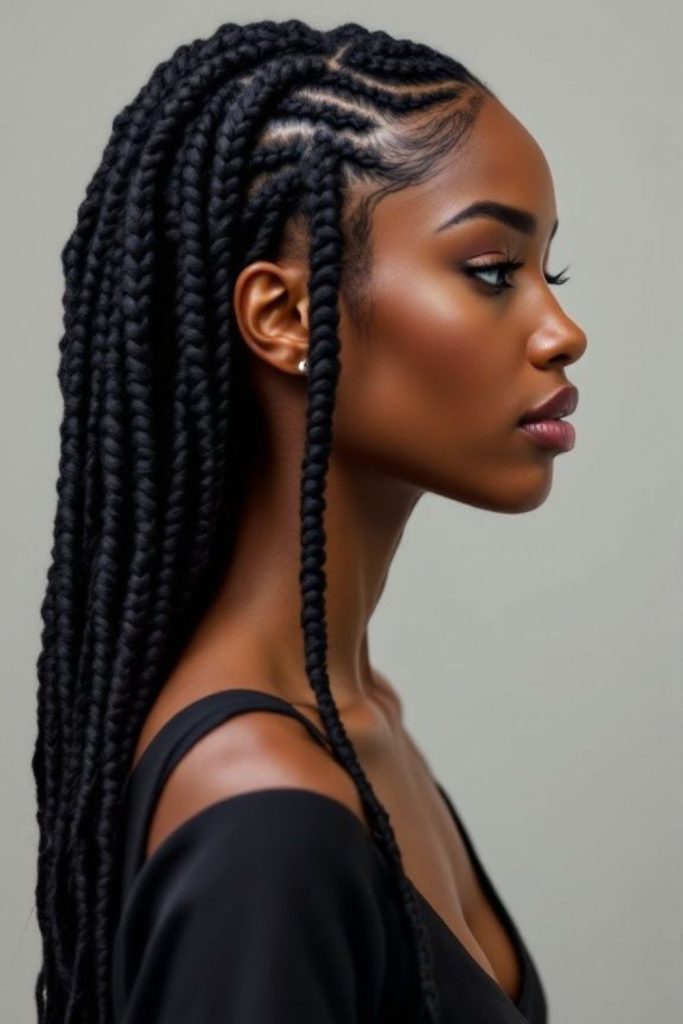 Glossy black sleek braided finish.