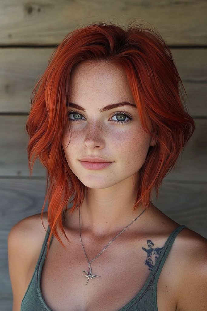 Fiery red crown bob