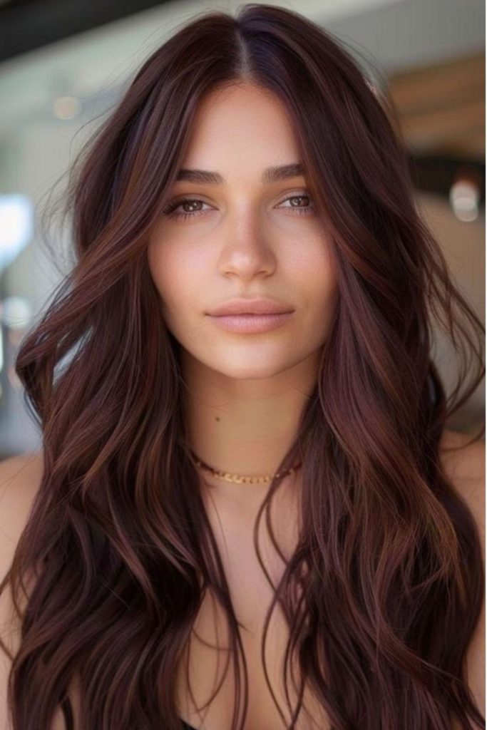 Espresso brown hair with wine undertones.