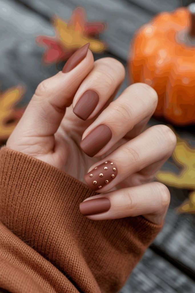Fallen oak brown matte nails