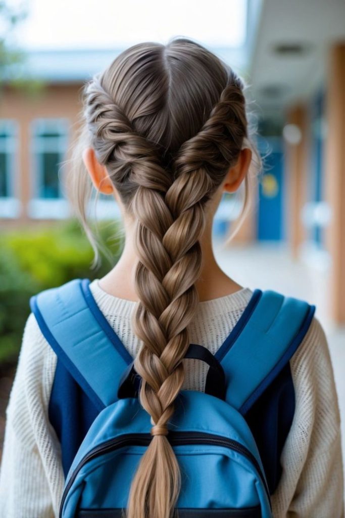 Fishtail braid with sparkling accessories.
