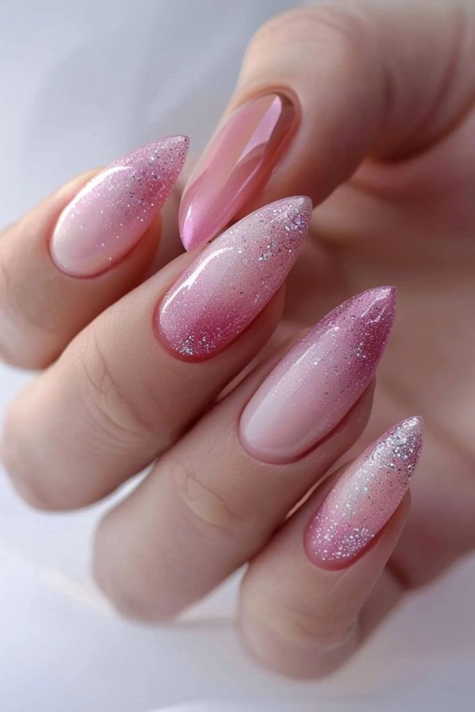 Pink frosted sugar candy nails.