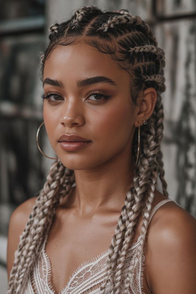 Icy toned winter inspired braids.