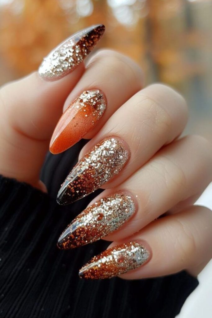 Oak bark textured fall nails