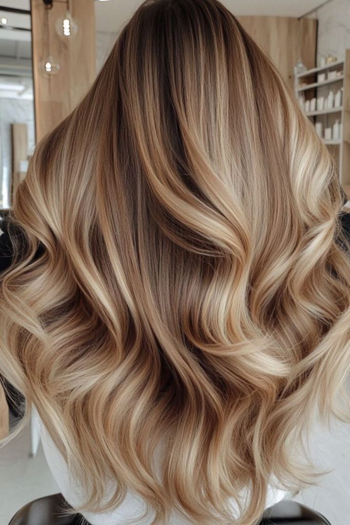 Golden blonde hair with praline depth