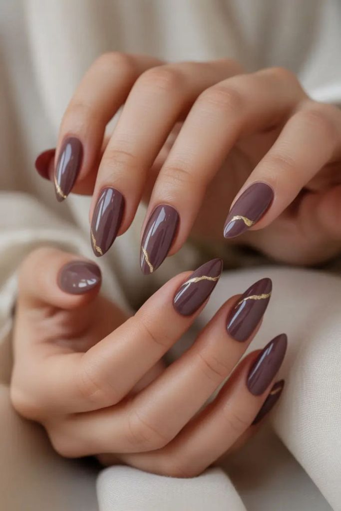 Frosted hazelnut brown fall nails