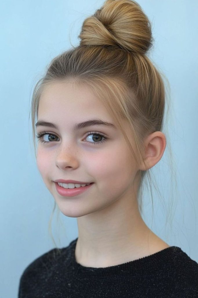 Neat high bun look.