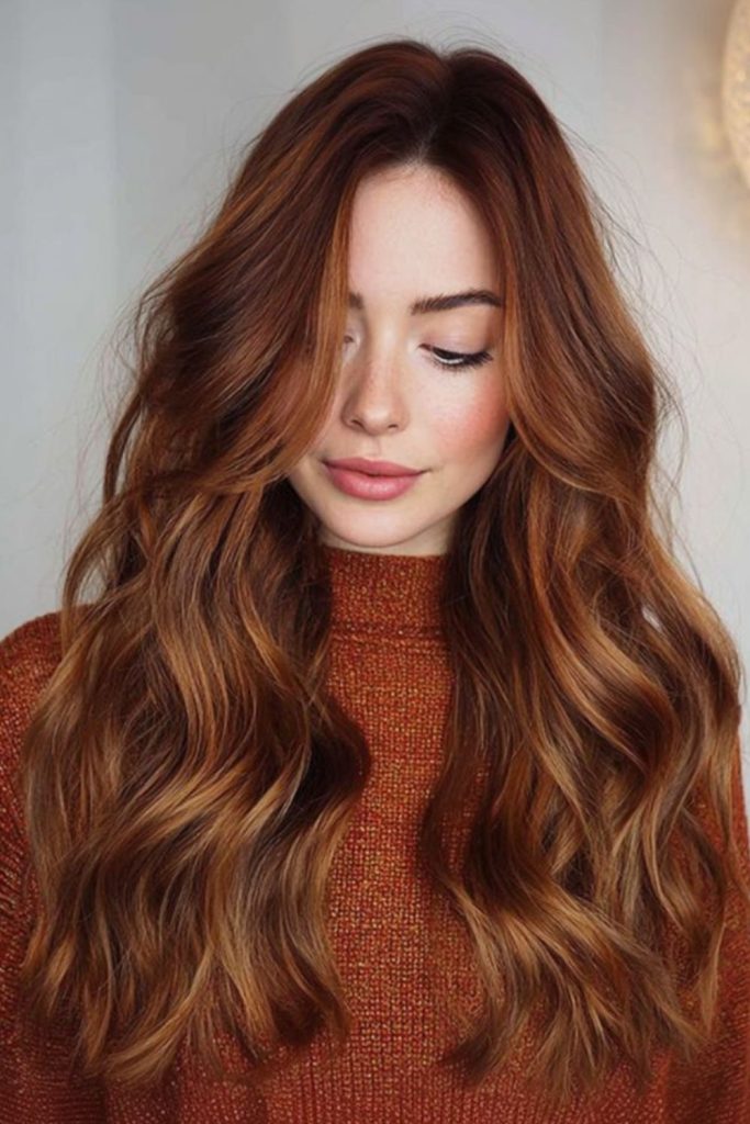 Honey bronze hair with golden highlights.