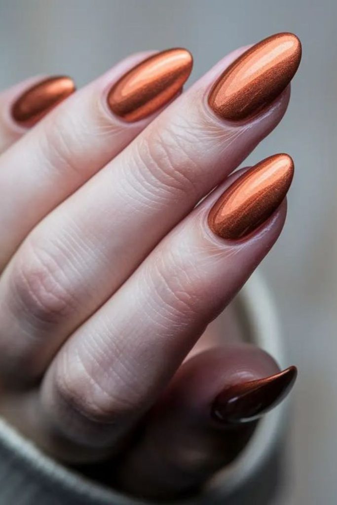 Amber honey glow autumn nail polish.