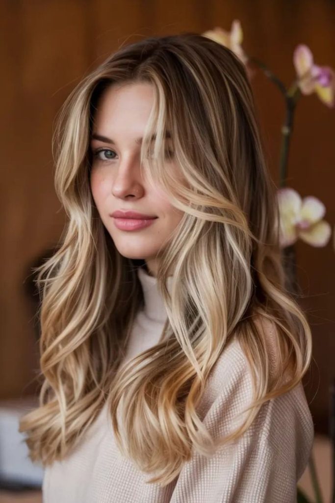 Iced hazelnut balayage cool blend.