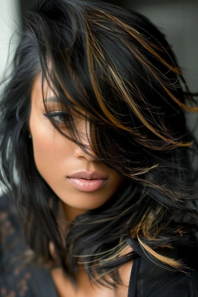 Dark flame-inspired sleek strands.