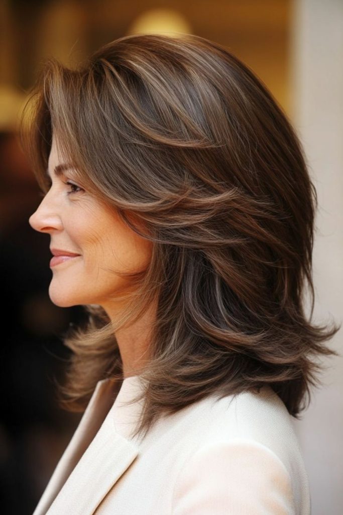 Layered flip ends retro inspired hairstyle