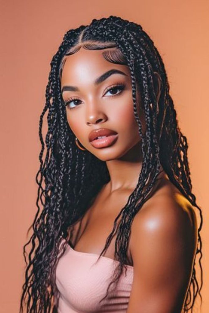 Soft petal-shaped braided pattern.