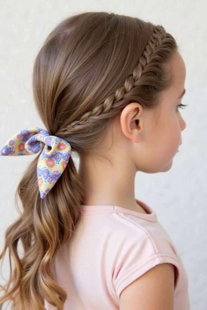 Wrap simple ribbon ponytail style.