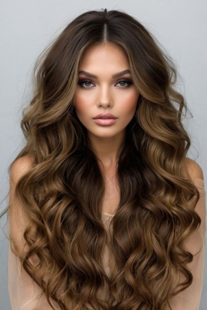 Long mermaid-length wavy hair.