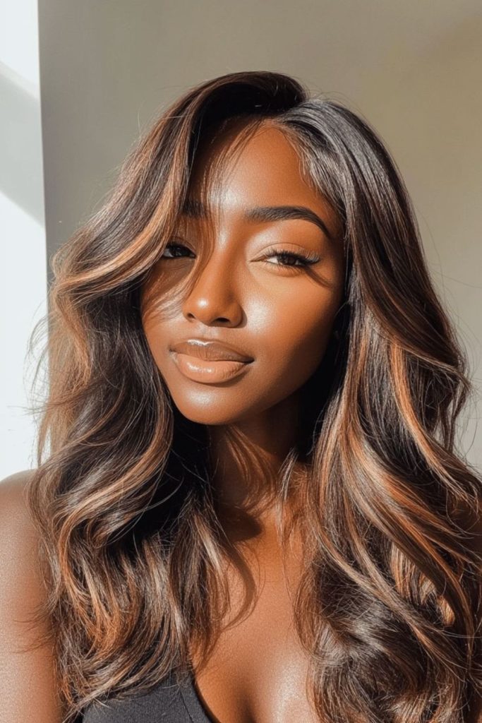 Maple toned straight hairstyle smooth fall.