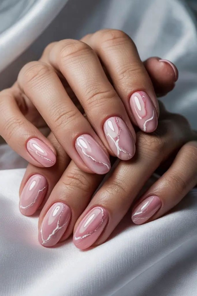 Off-white pink marshmallow nails.