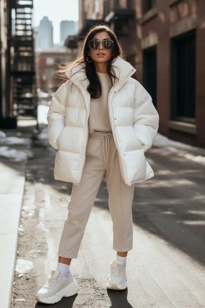 Marshmallow puff cozy puffer winter style.