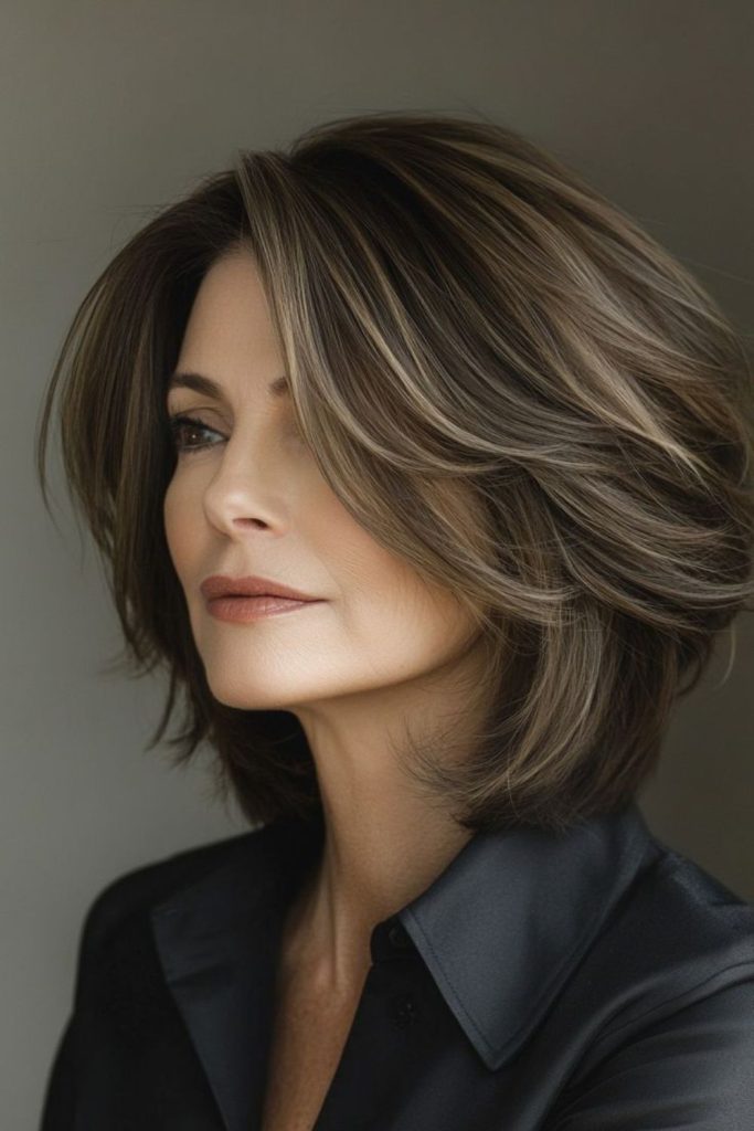 Tapered cut with silver dark streaks