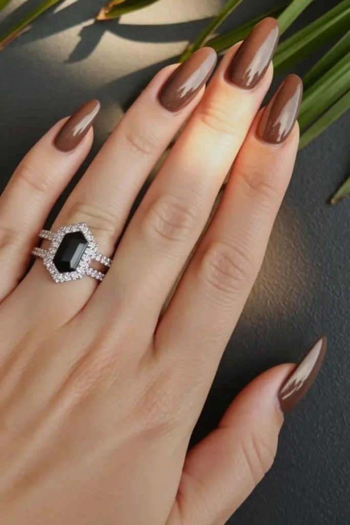 Fallen oak brown matte nails