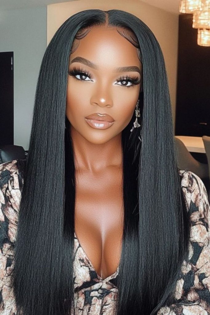 Moondust sleek straight hairstyle soft shimmer.