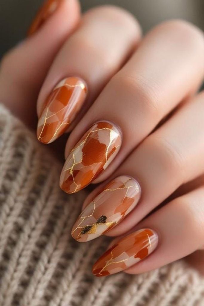 Oak bark textured fall nails