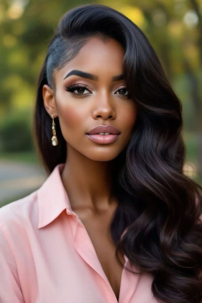 Onyx sleekline straight hairstyle deep tone.