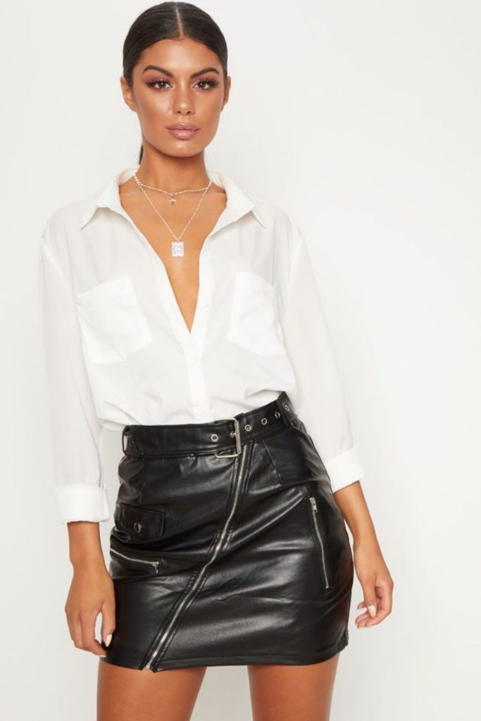 Leather skirt with cotton tank western.