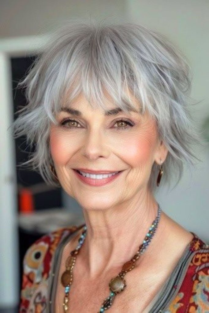 Platinum shag with airy layers.