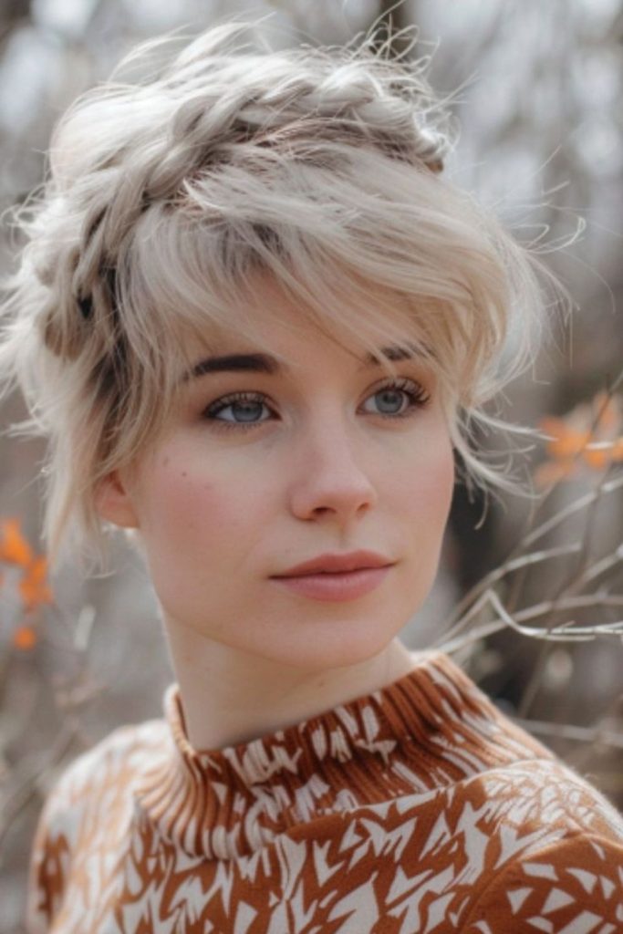 Pixie braid with icy vine design.