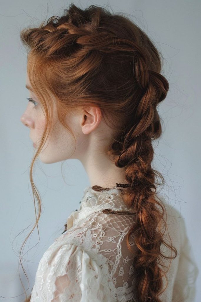 Rustic charm messy countryside plait braid