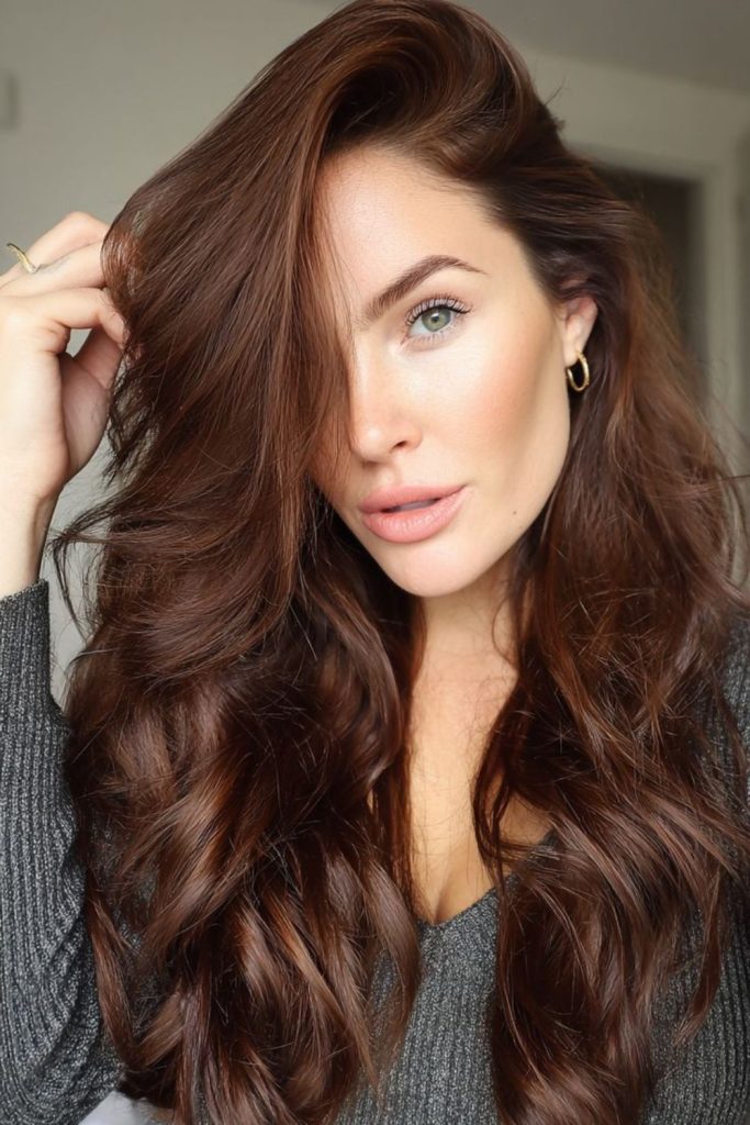 Rustic copperwood brunette with warm tone.