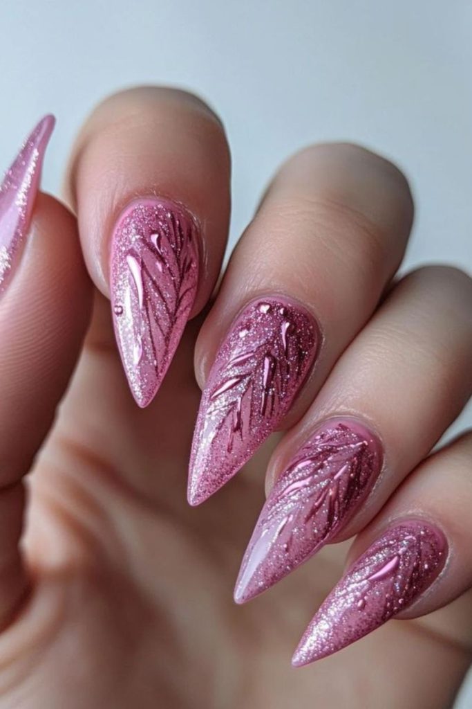 Santa blush red pink nails.