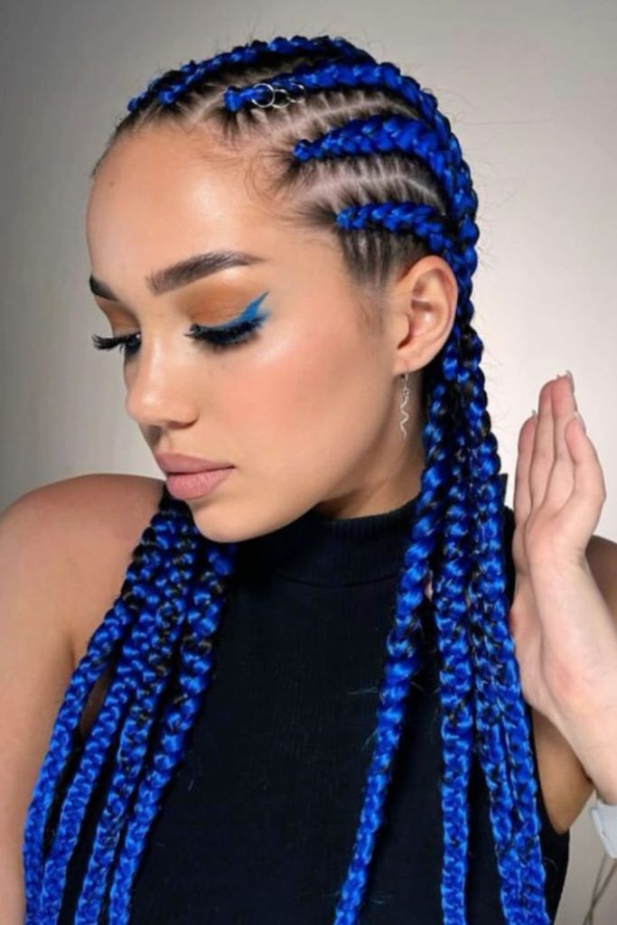 Sapphire braided crown radiating winter royalty.