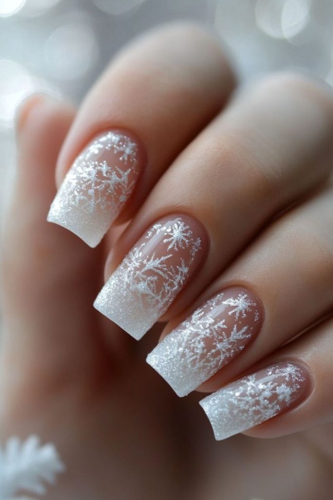 Snow veil minimalist white nails.