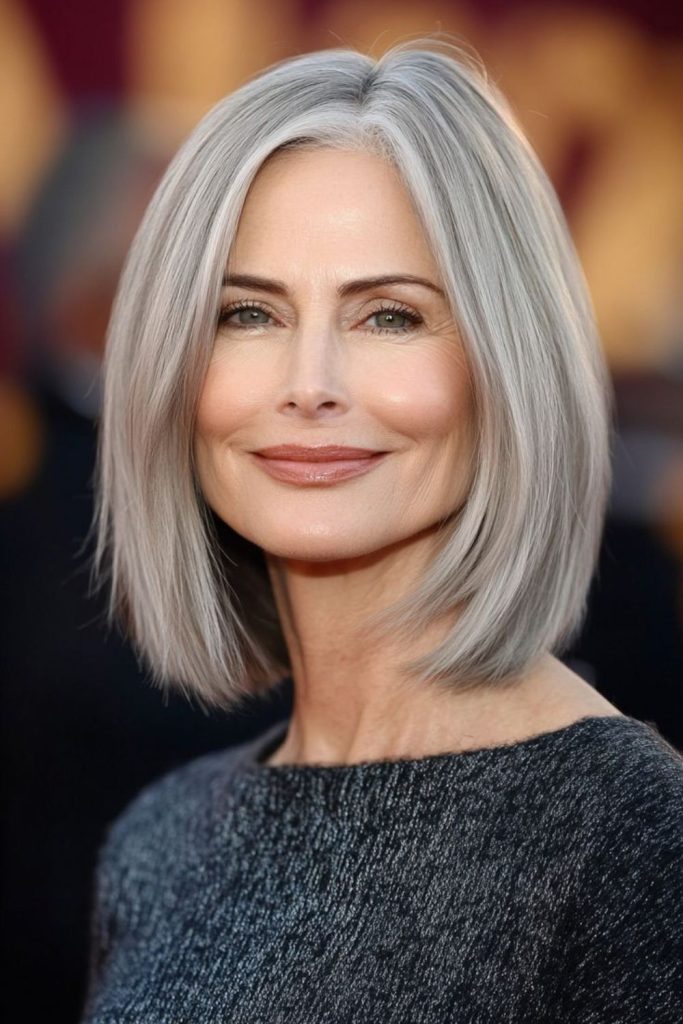 Sleek silver bob with elegant layers