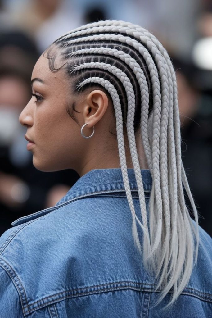 Silver-detailed braids with sharp parts.
