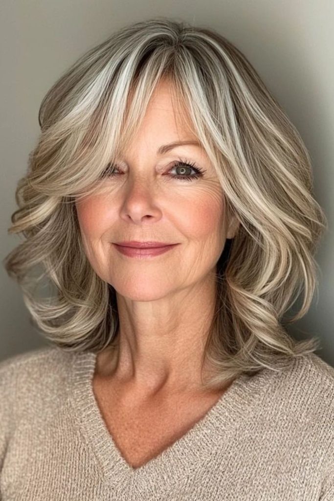 Ash-toned lob with wavy texture