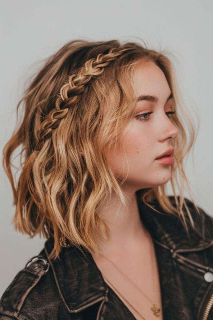 Side braid mimicking soft snowdrifts.