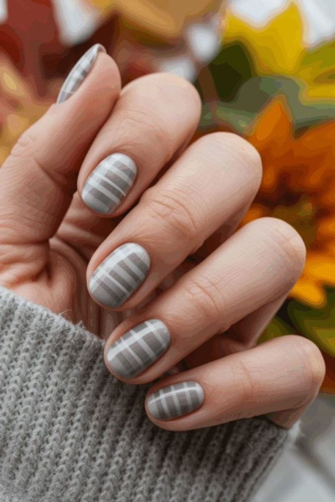 Gray-white birch frosted nails.