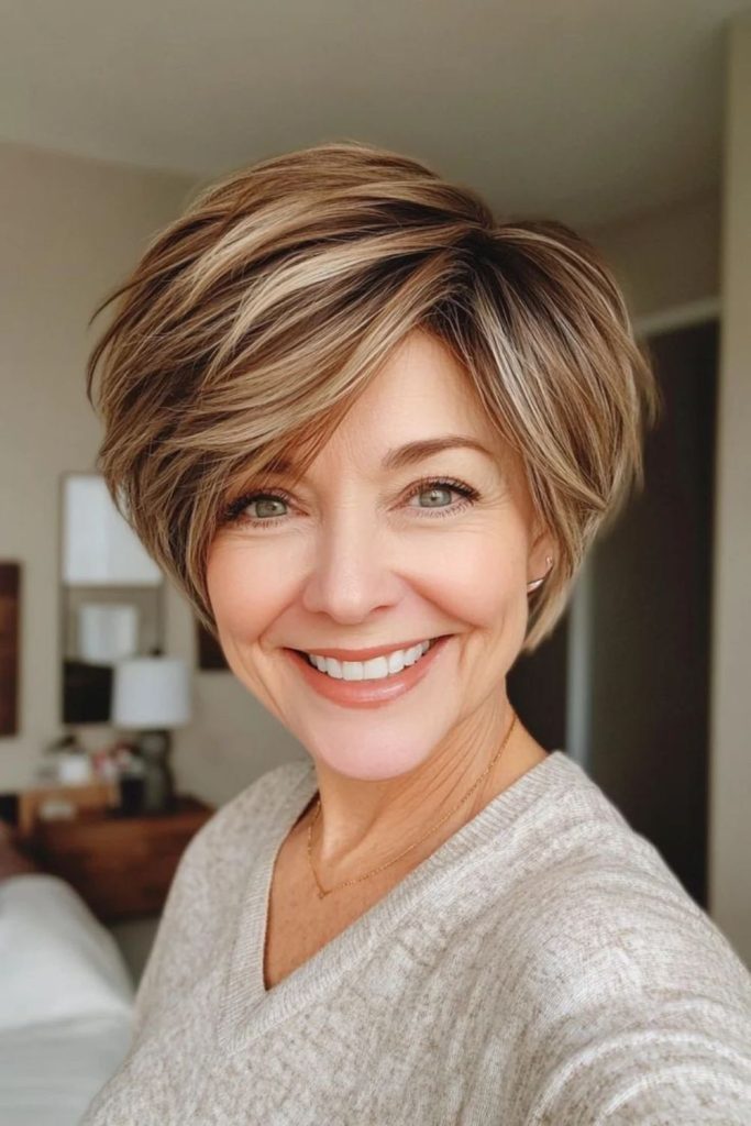 Cinnamon layered cut with warm glow.