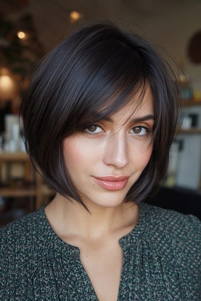 Starburst crown-lift layered bob.